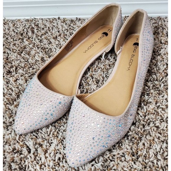 Big Buddha Sparkly Pink Pointed Toe Slip On Flats Sz 11 - Picture 2 of 10
